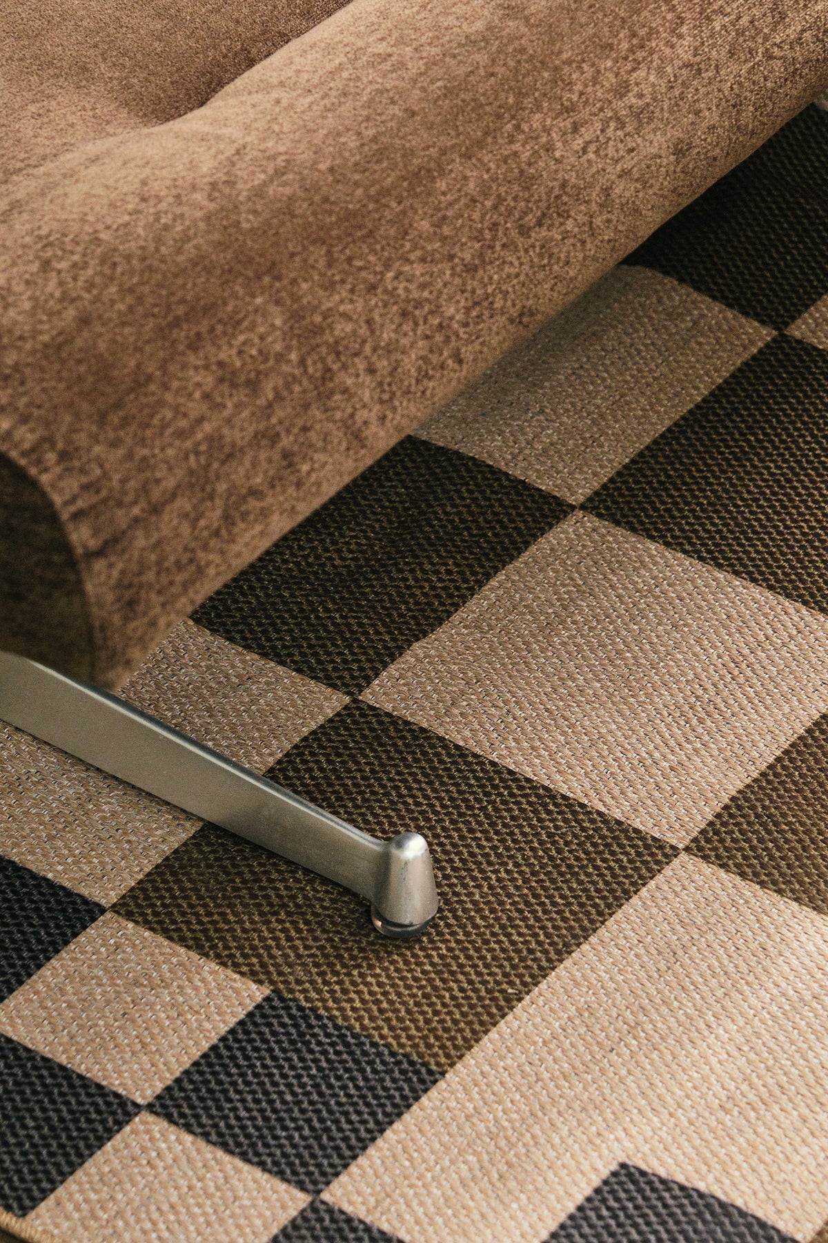 Checkered Taupe New Jute Rug