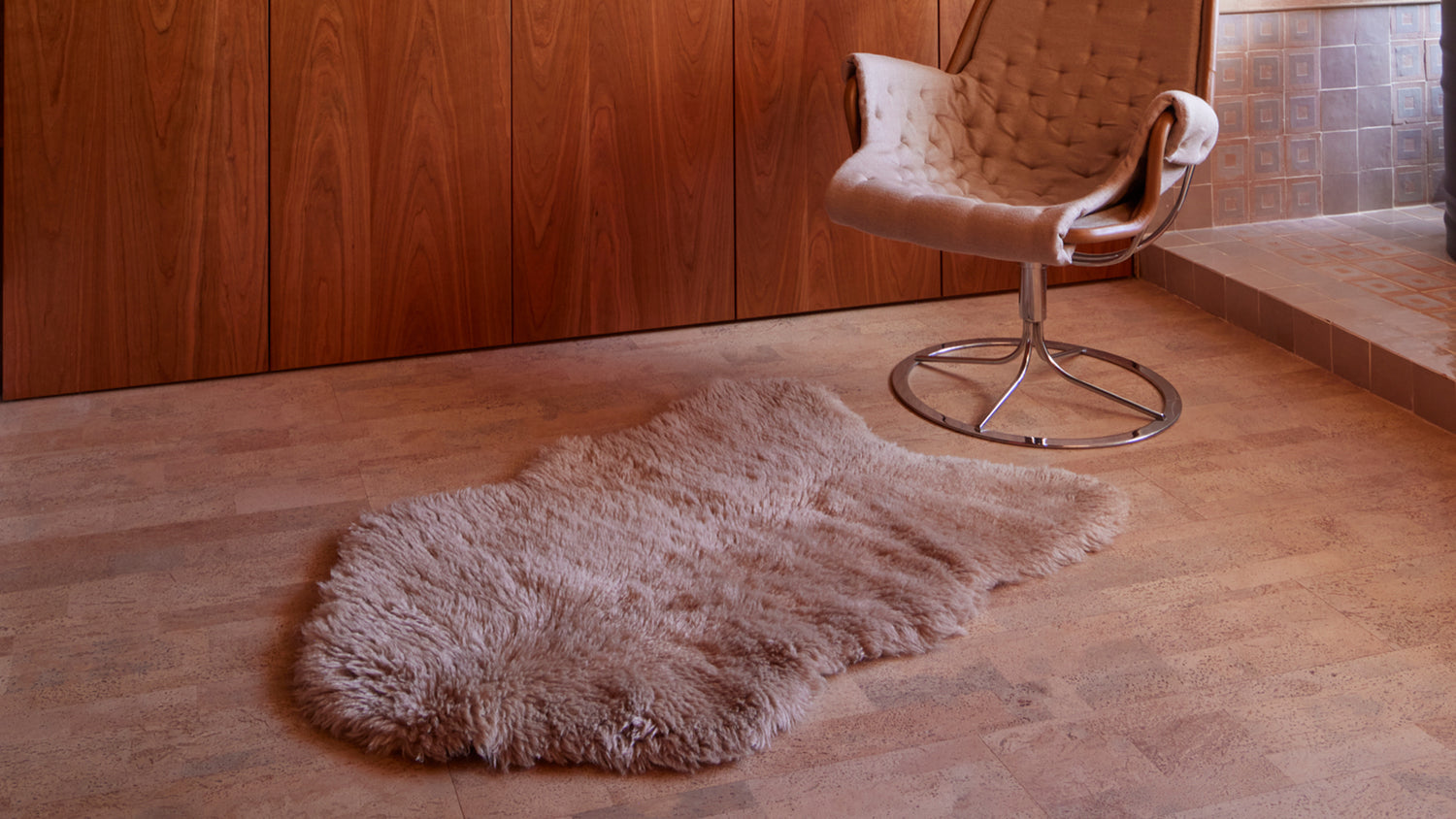 Mackenzie Dark Beige Washable Wool Sheepskin Shaped Rug