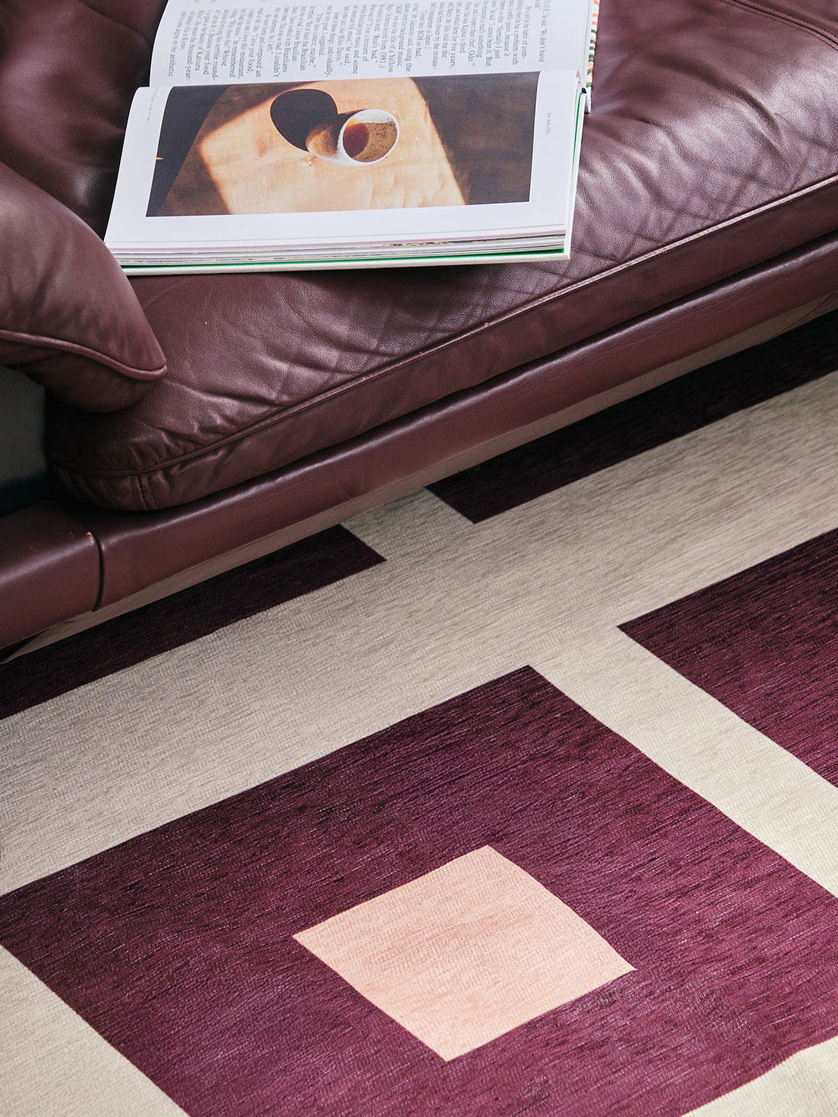 Square Red Chenille Rug