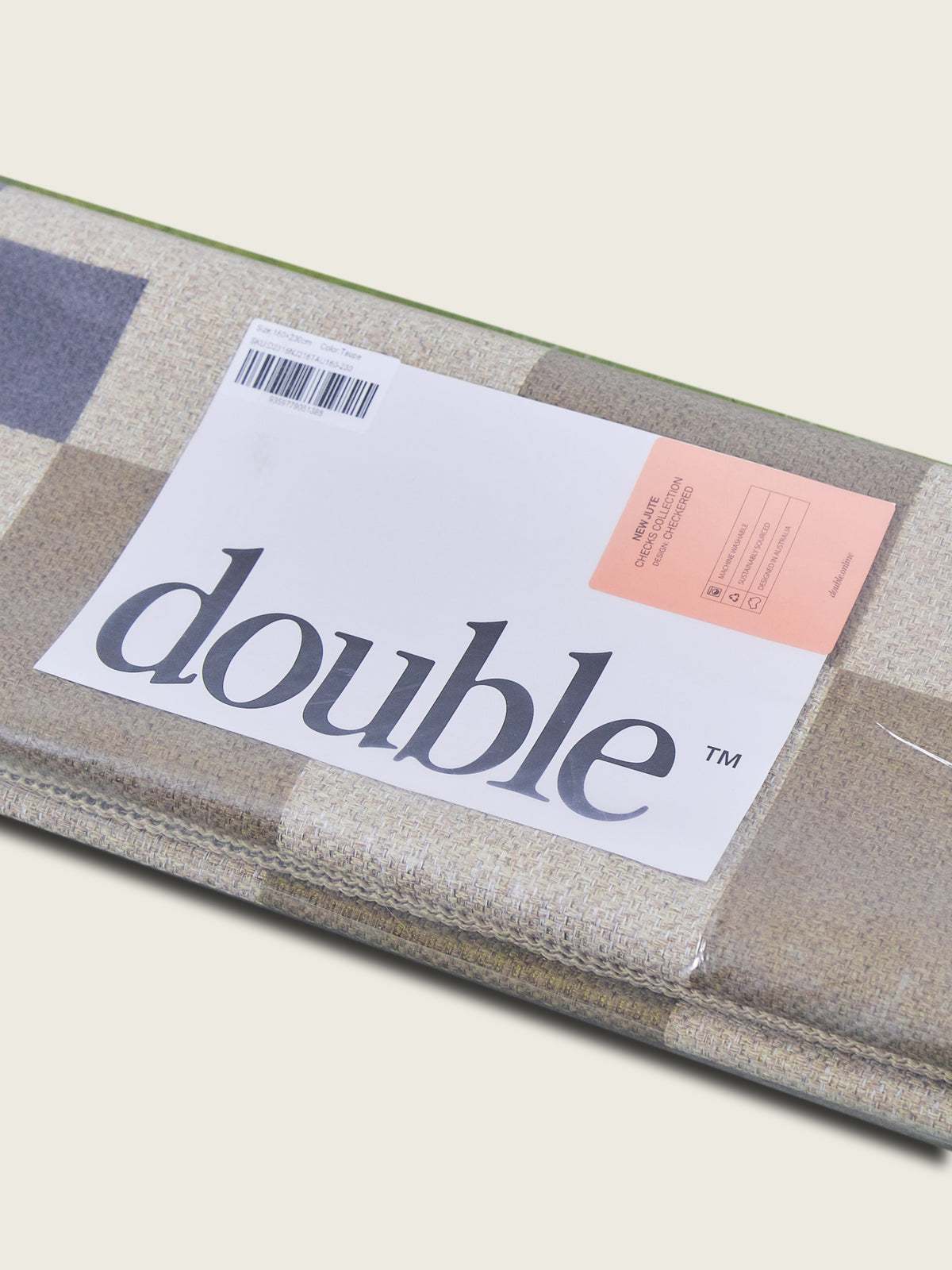 Checkered Taupe New Jute Rug