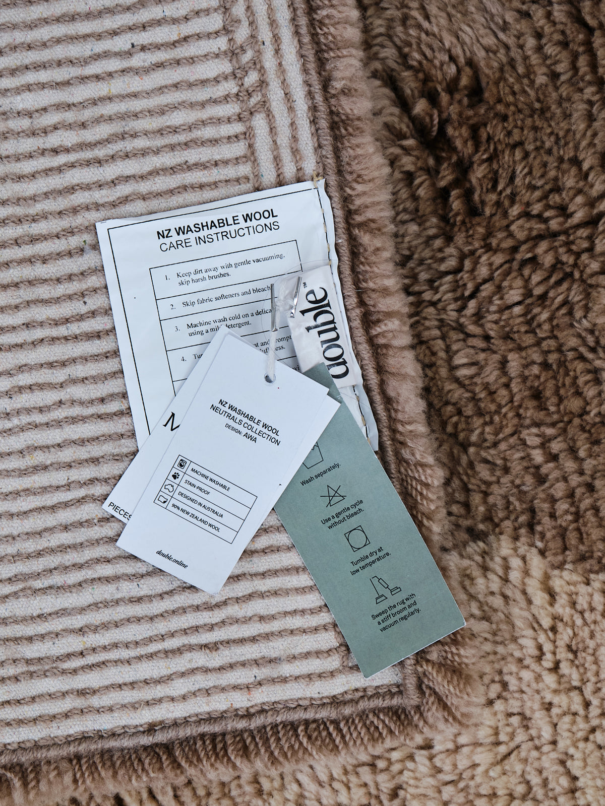 Awa Taupe New Zealand Washable Wool Rug