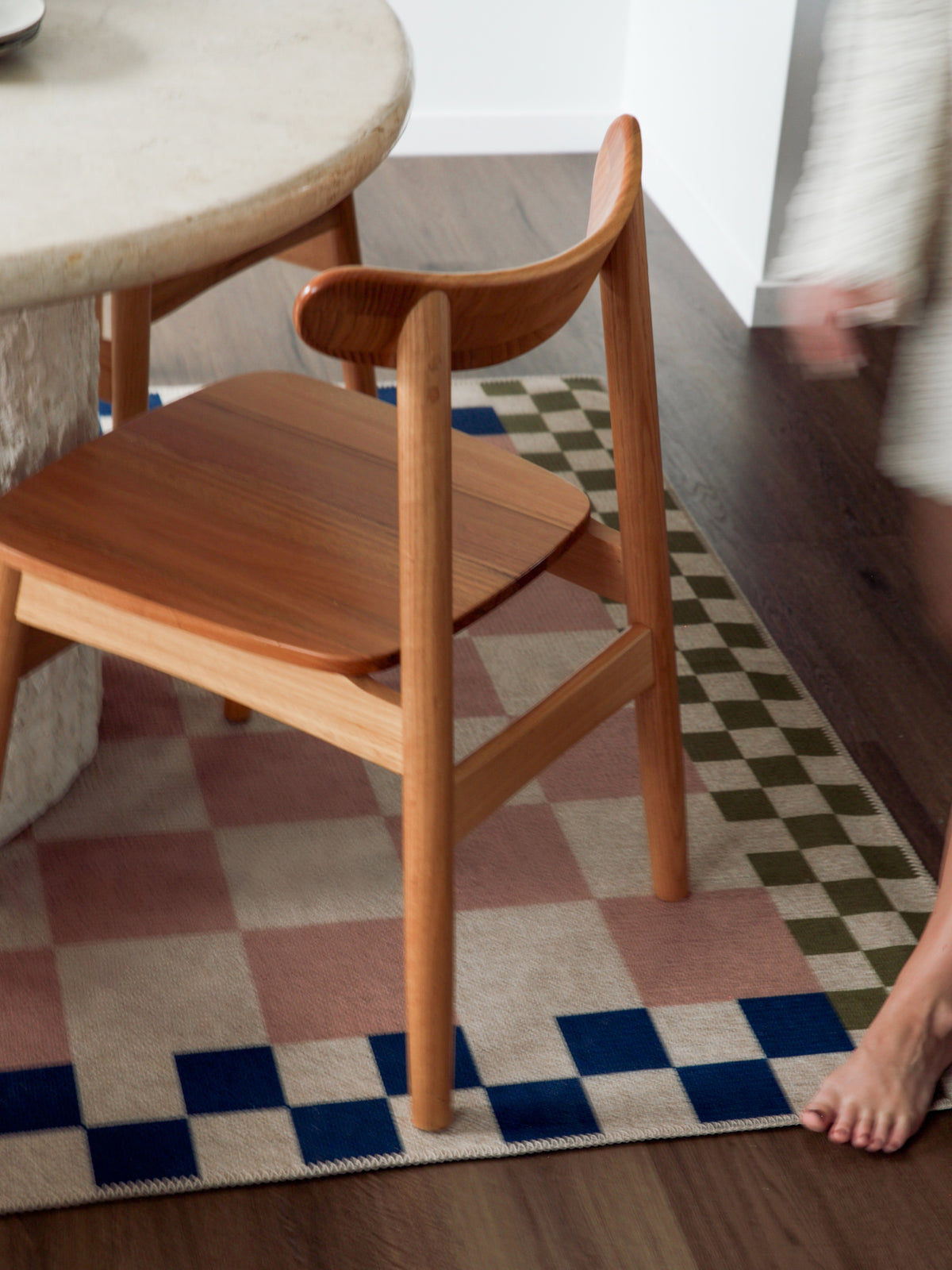 Checkered Pale Pink New Jute Rug