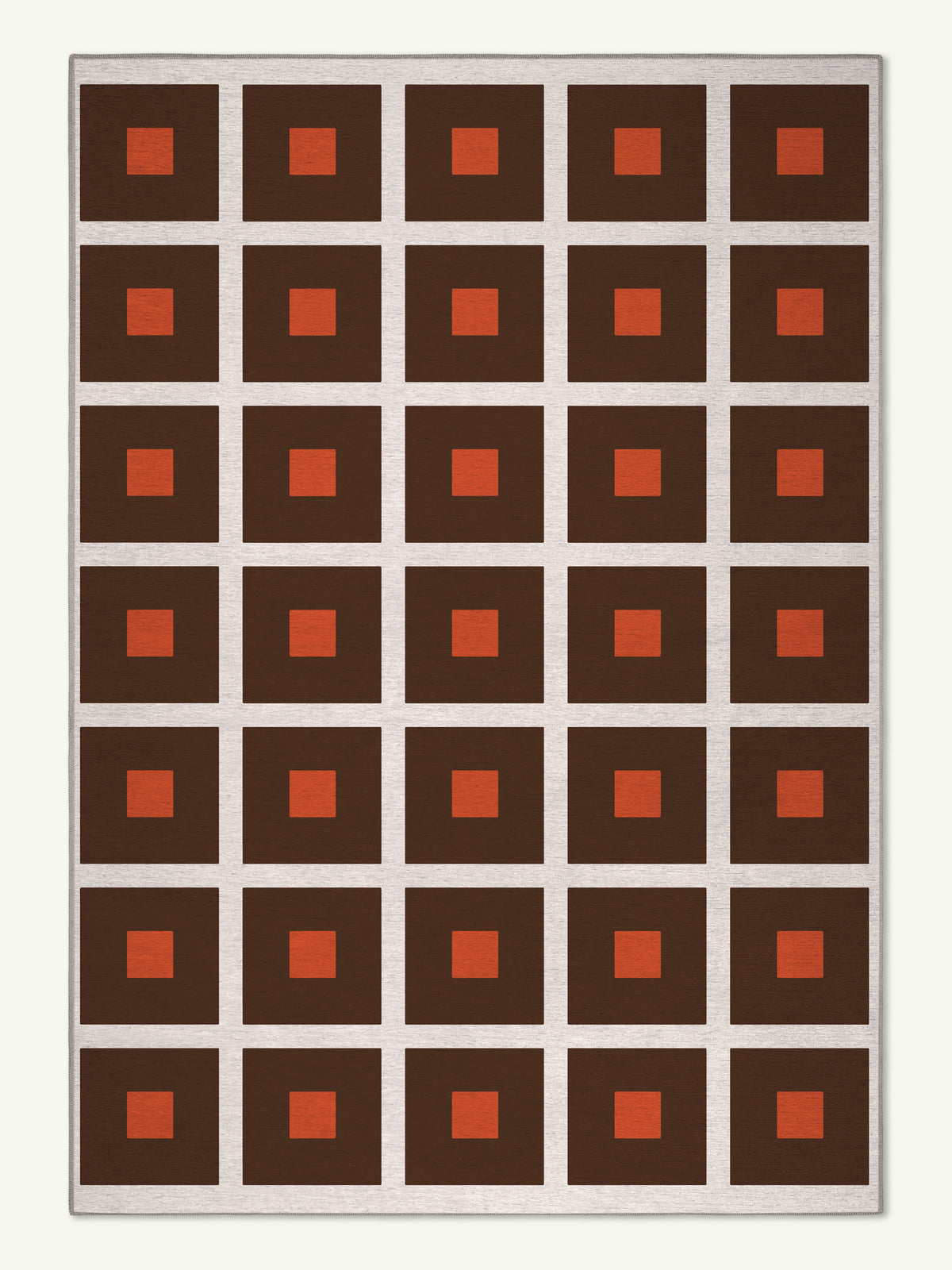 Square Orange Chenille Rug