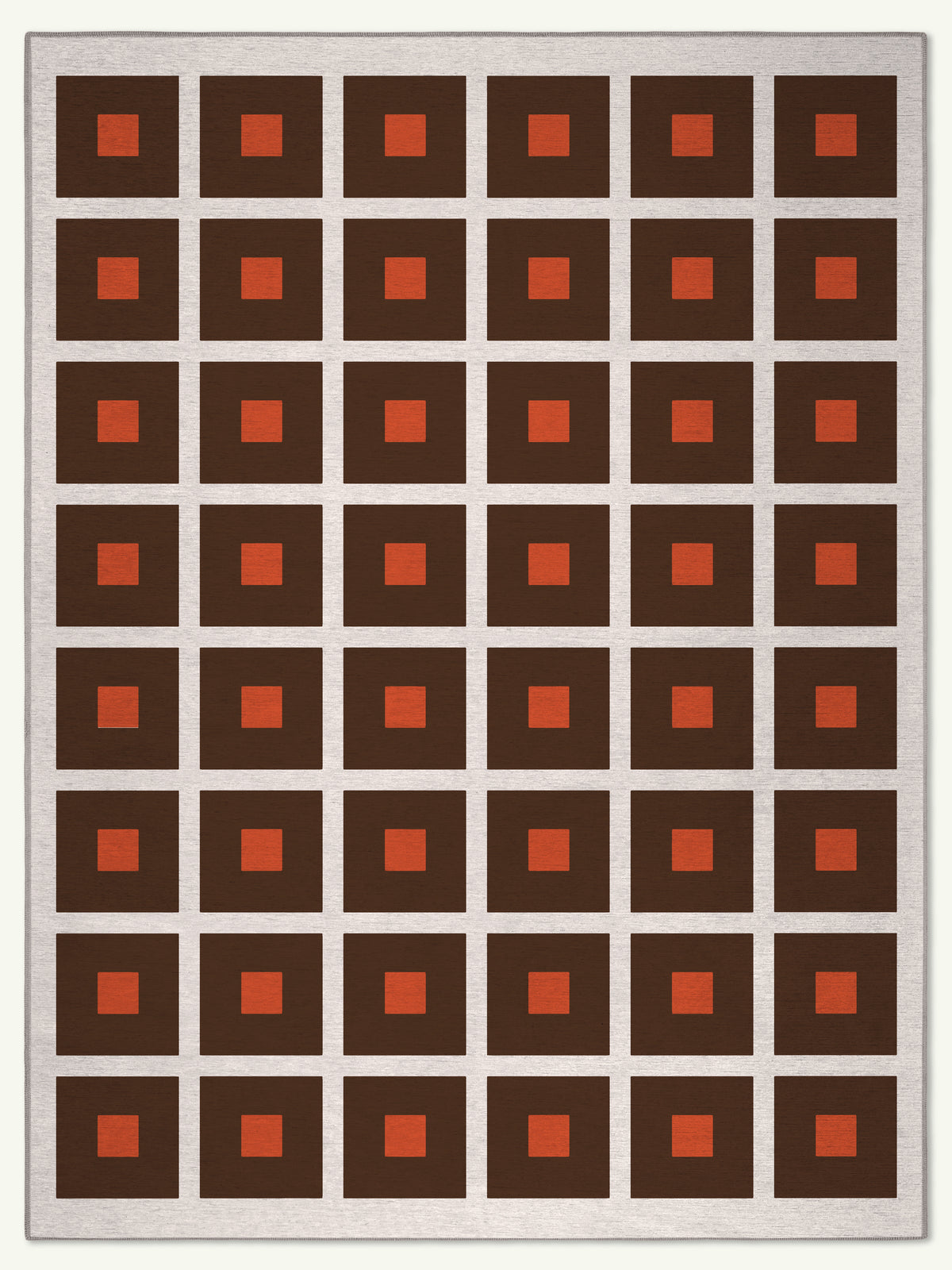 Square Orange Chenille Rug