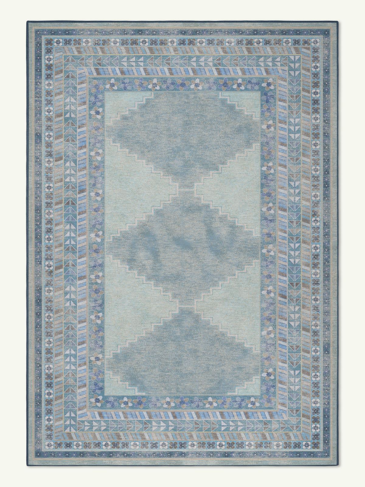 Diamond Pale Blue Chenille Rug