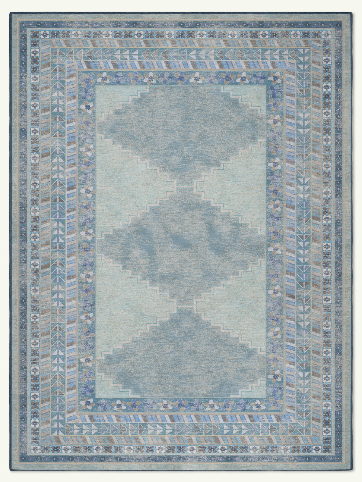 Diamond Pale Blue Chenille Rug