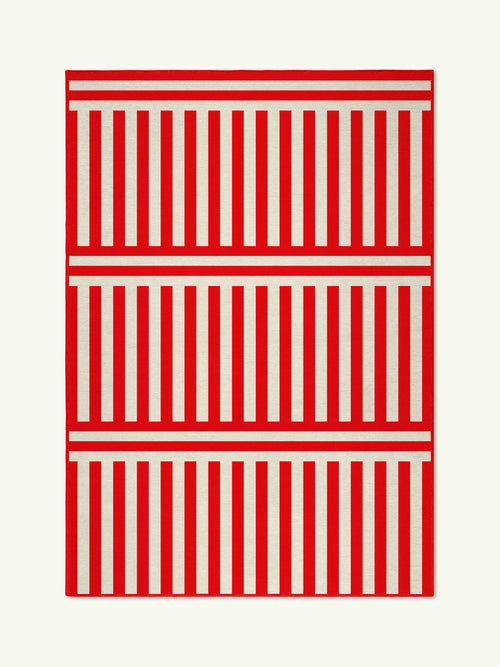 Plinth red chenille rug
