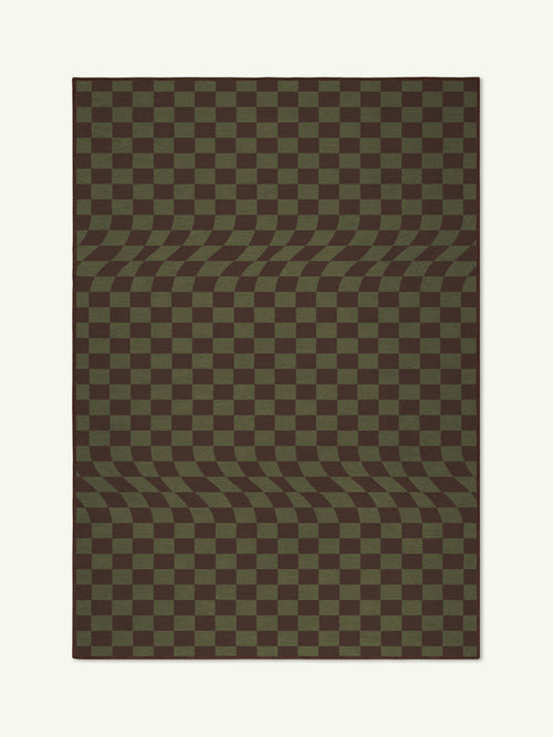 Undulation green chenille rug