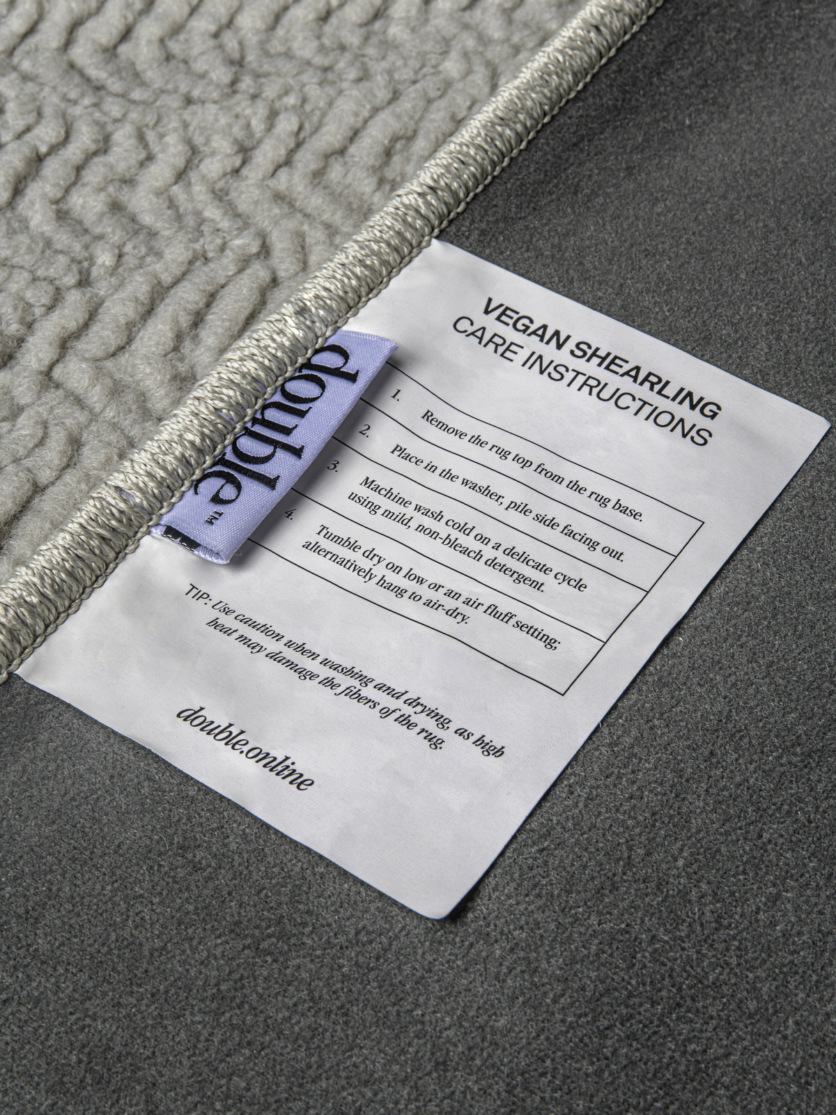 Peace Light Gray Vegan Shearling Rug