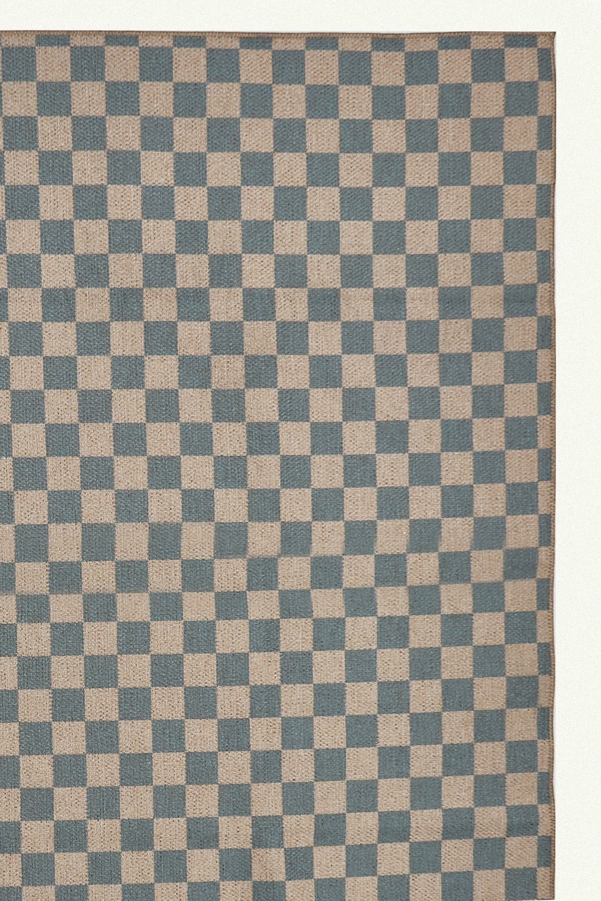 Checks Light Blue New Jute Rug