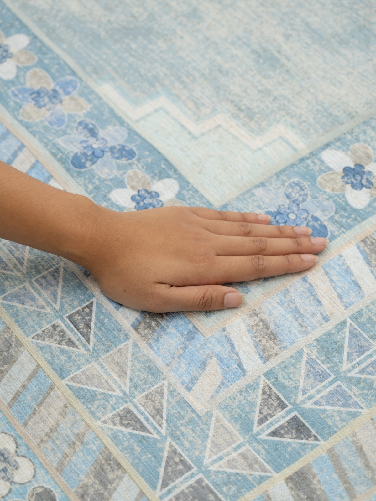 Diamond Pale Blue Chenille Rug