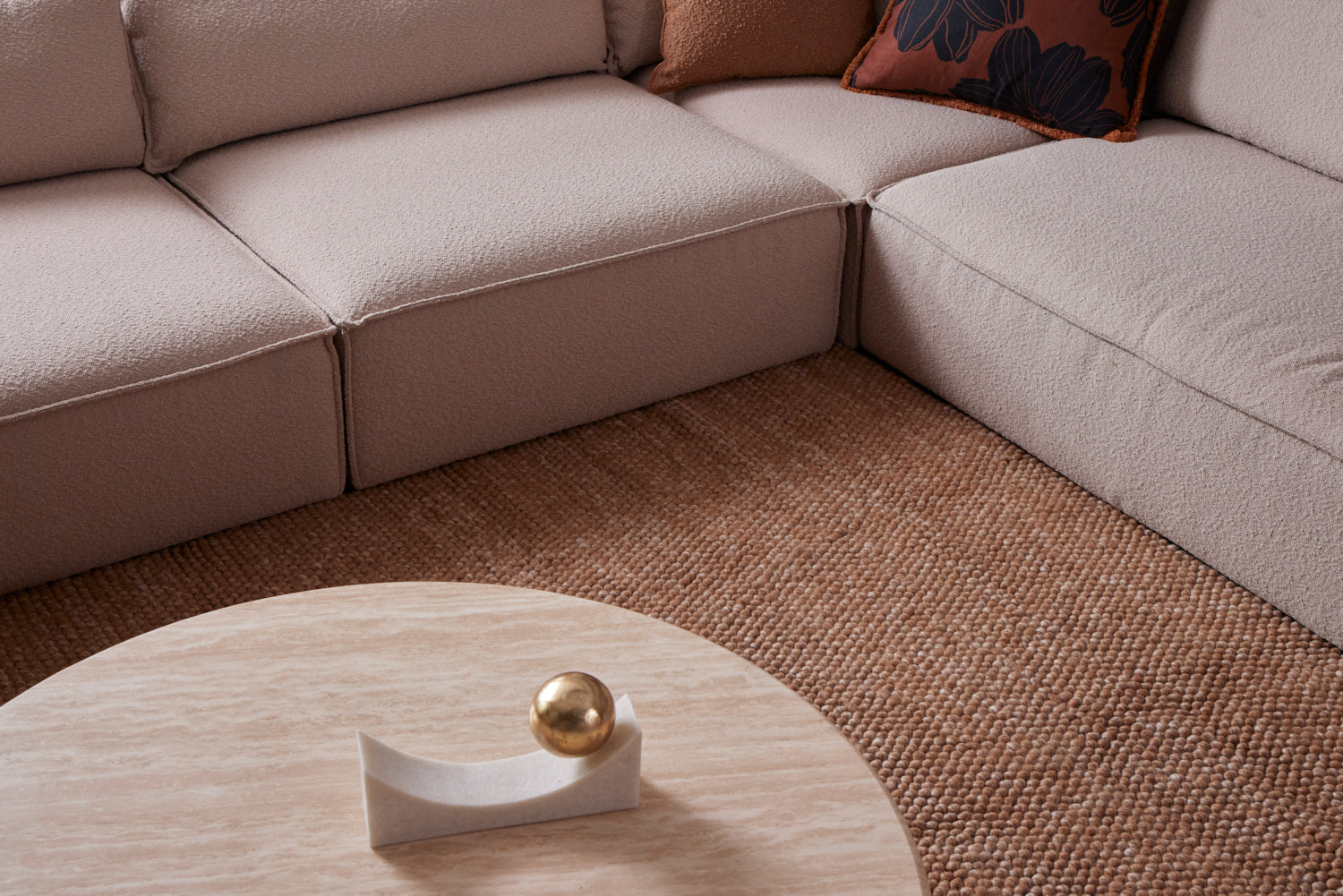 Marlborough Brown Washable Wool Heavy Loop Pile Rug