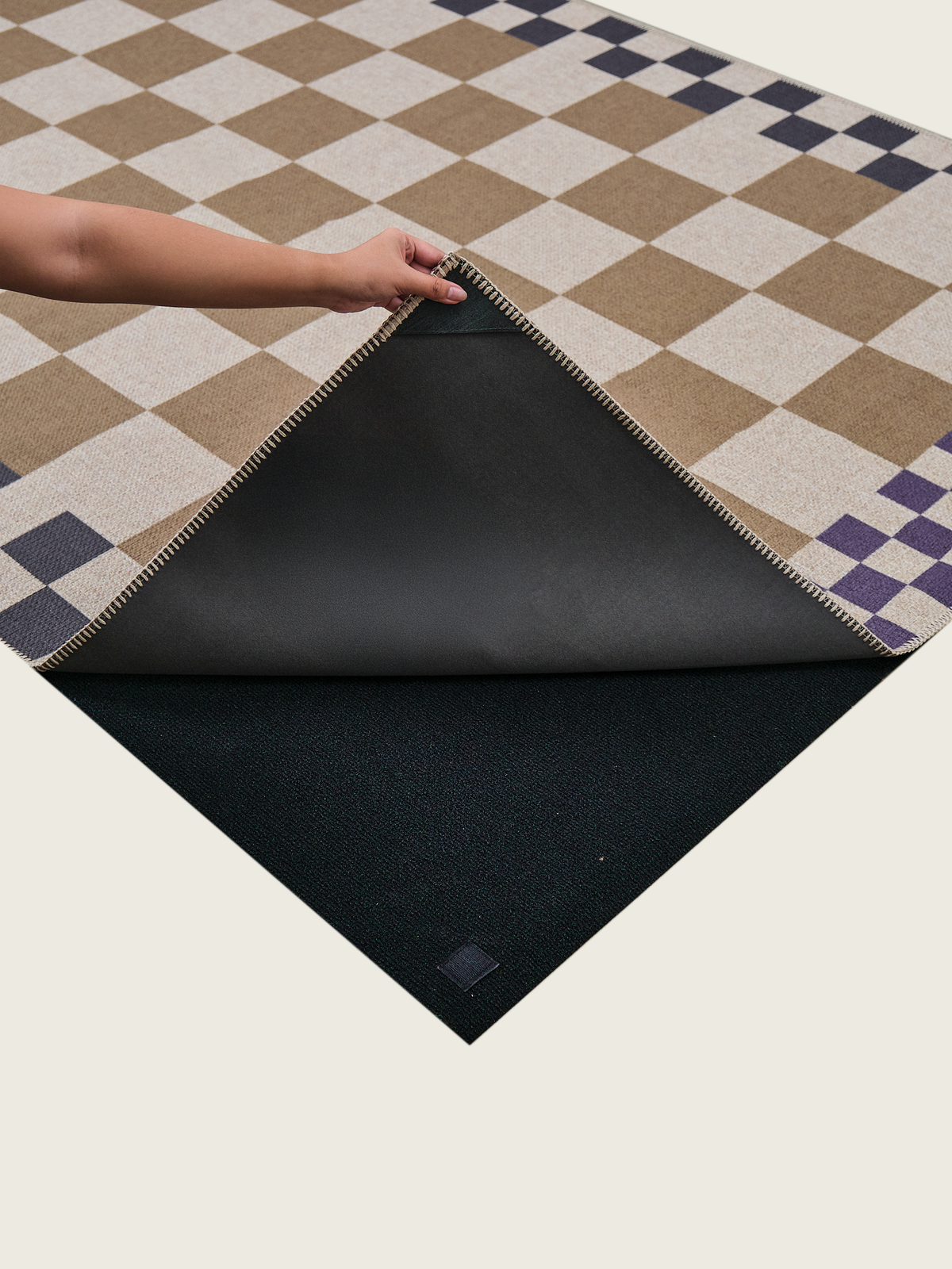 Checkered Taupe New Jute Rug