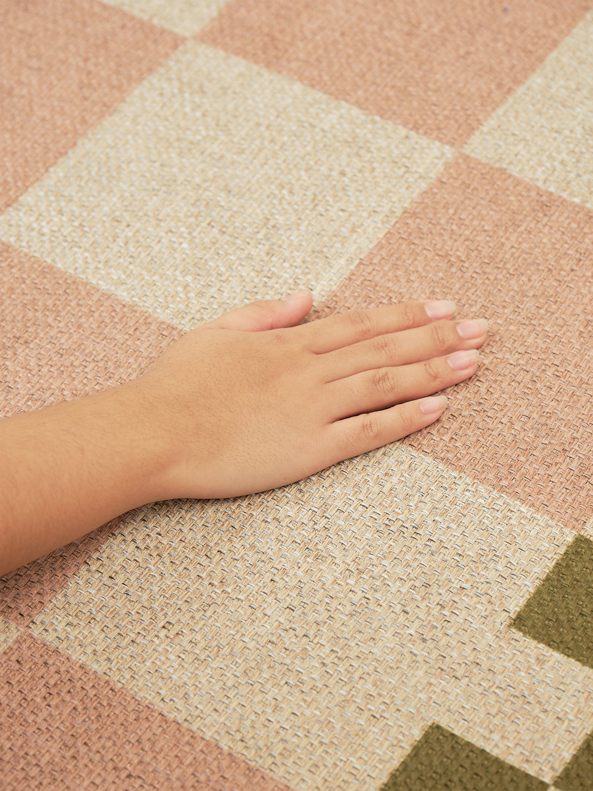 Checkered Pale Pink New Jute Rug