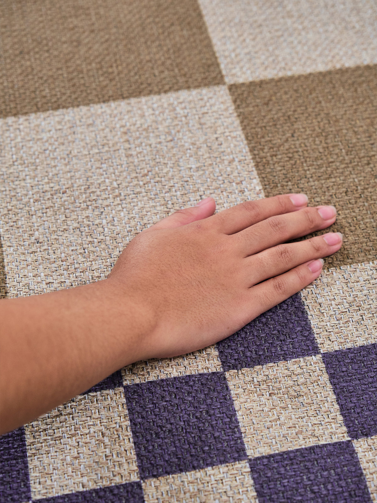 Checkered Taupe New Jute Rug