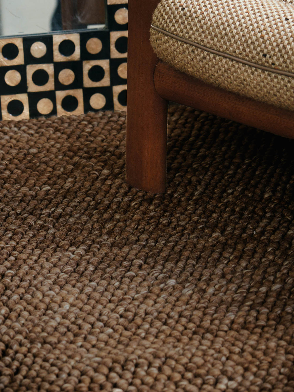 Marlborough Brown Washable Wool Heavy Loop Pile Swatch