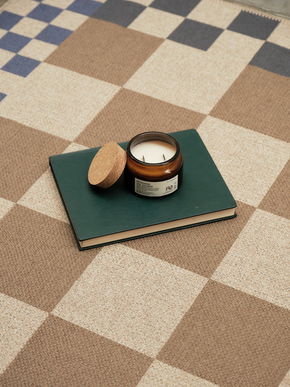 Checkered Taupe New Jute Runner