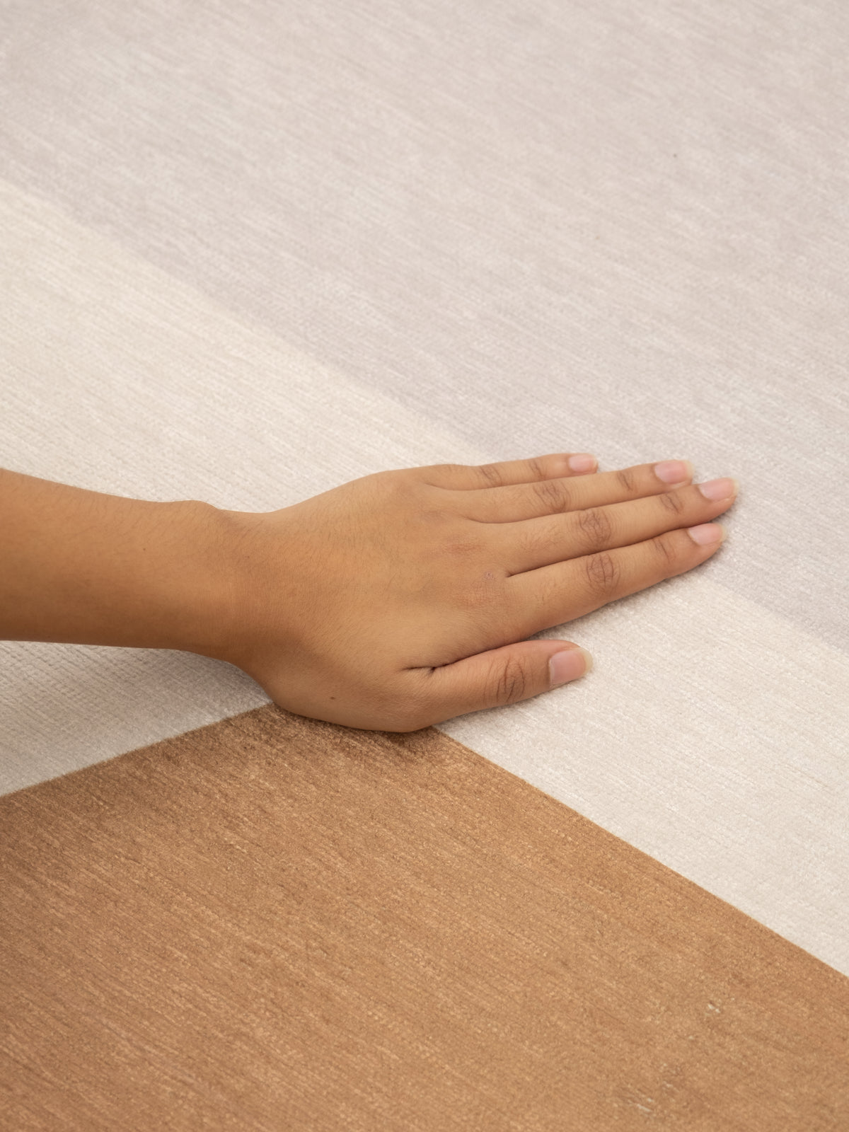 Oblong Tan Chenille Rug