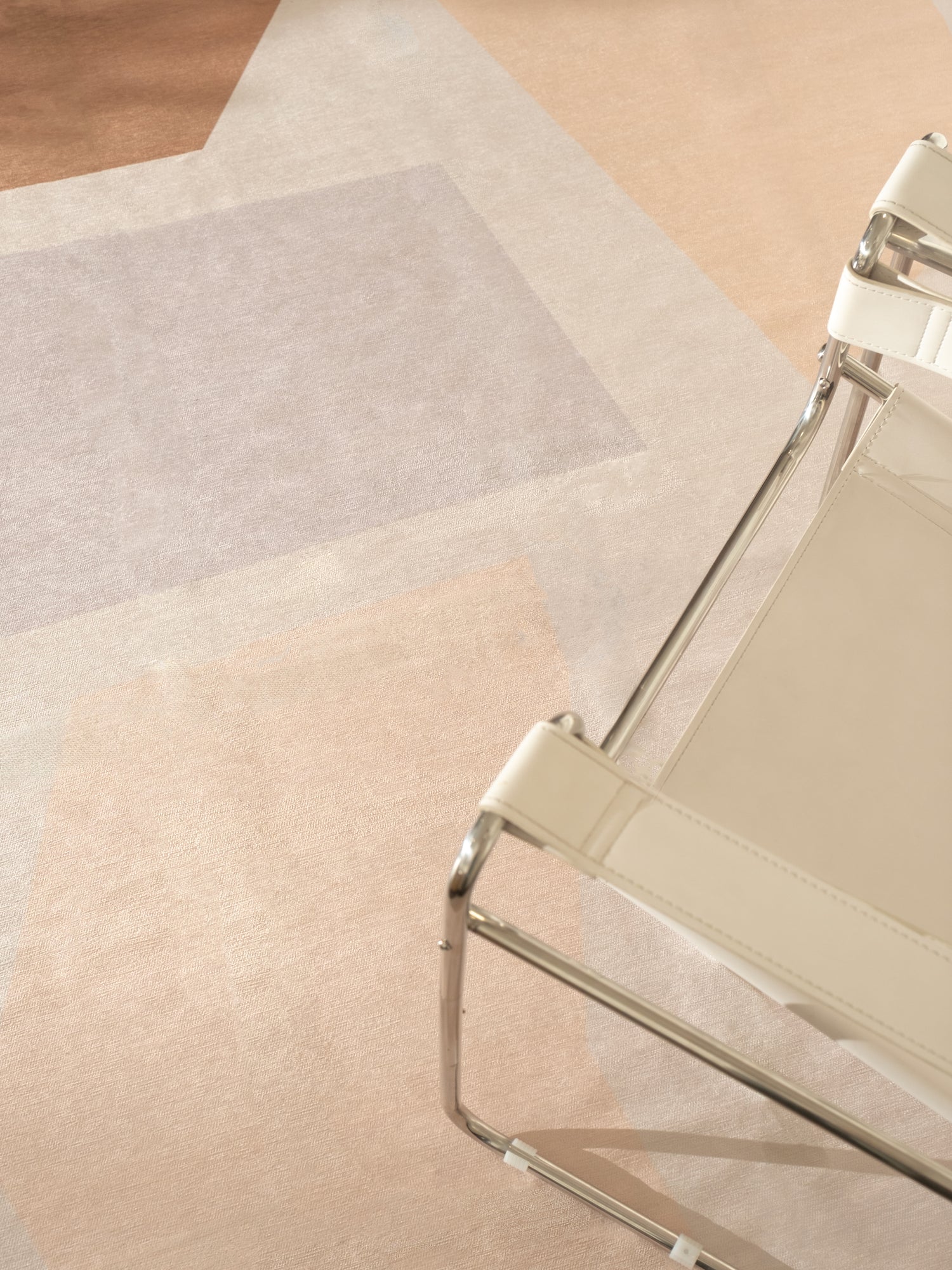 Oblong Tan Chenille Rug