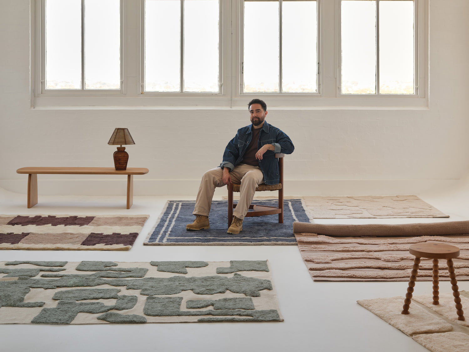 Tarkine Green Washable Organic Cotton Rug