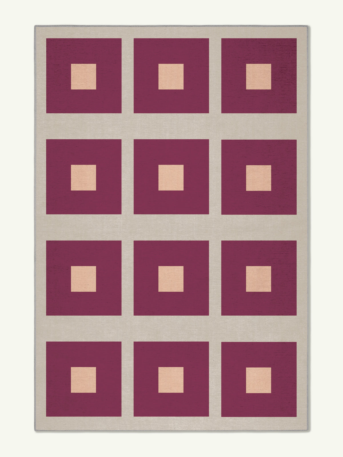 Square Red Chenille Rug