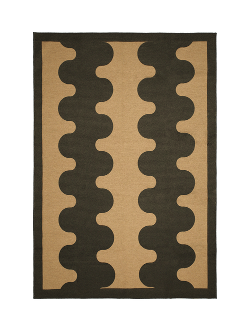 Aligned black new jute rug