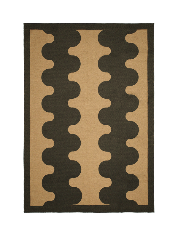 Aligned black new jute rug