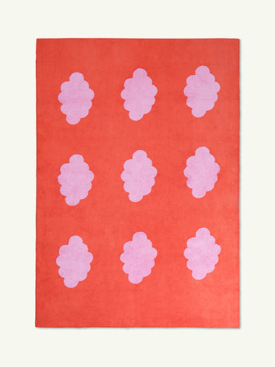 Clouds red cotton feel rug