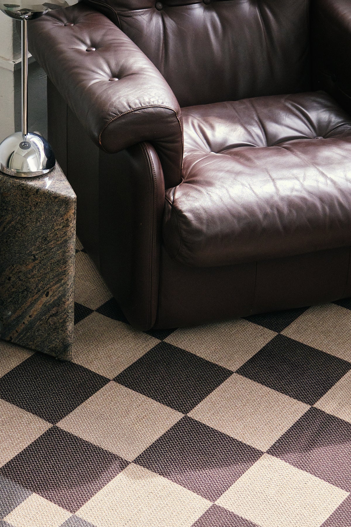Checkered Burgundy New Jute Rug
