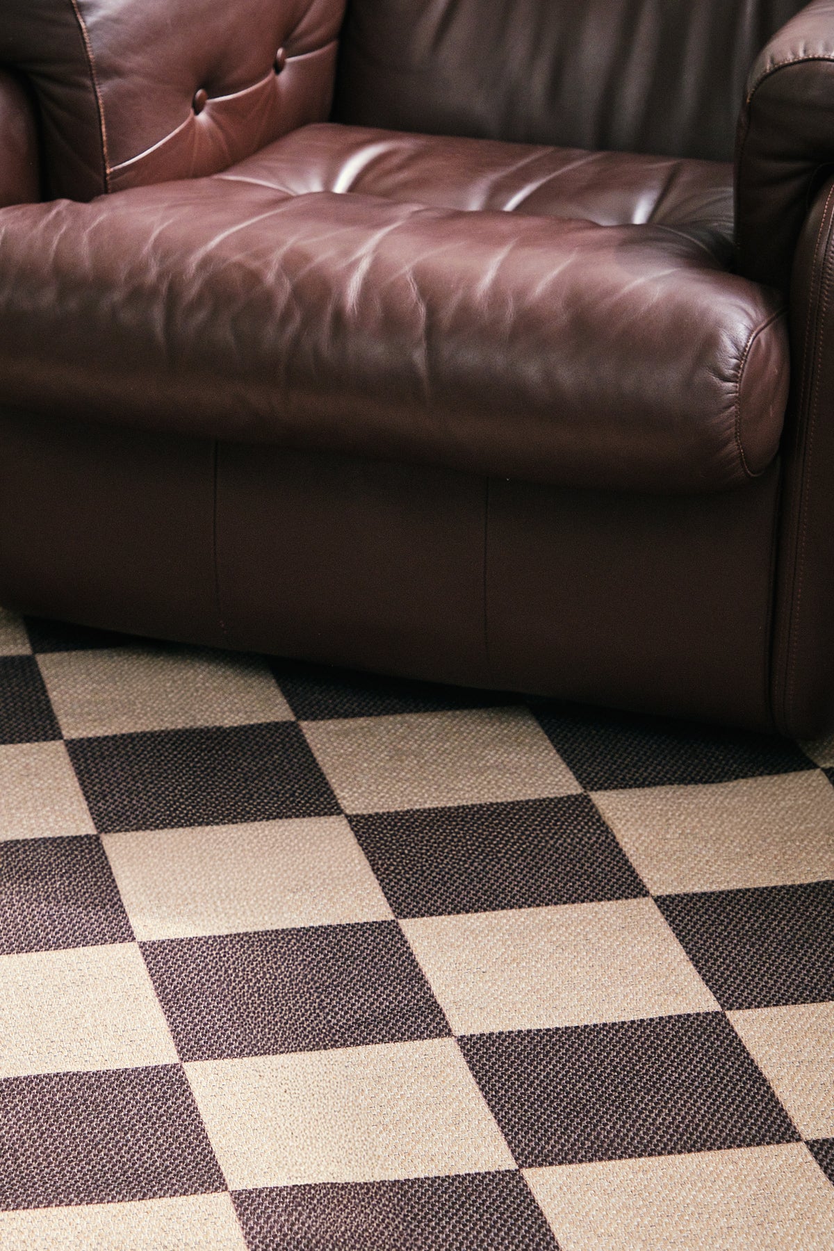 Checkered Burgundy New Jute Rug
