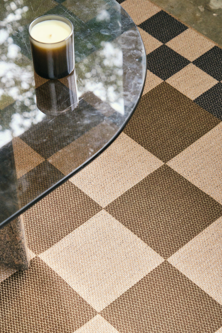 Double Rug Check Checkered Taupe New Jute Rug