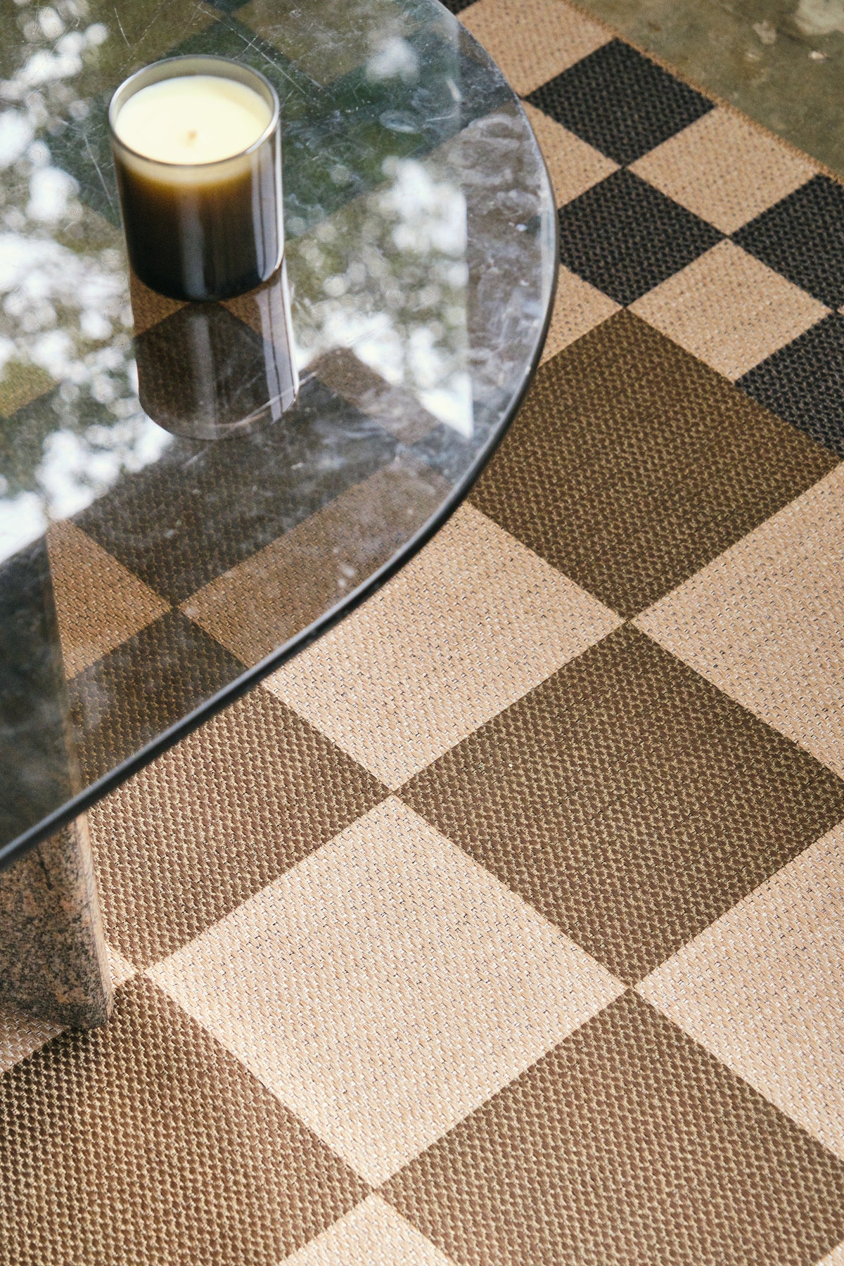 Checkered Taupe New Jute Rug