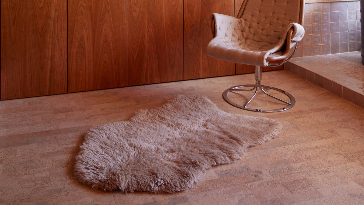 Mackenzie Dark Beige Washable Wool Sheepskin Shaped Rug