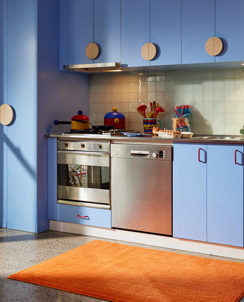 Peace burnt orange vegan shearling rug