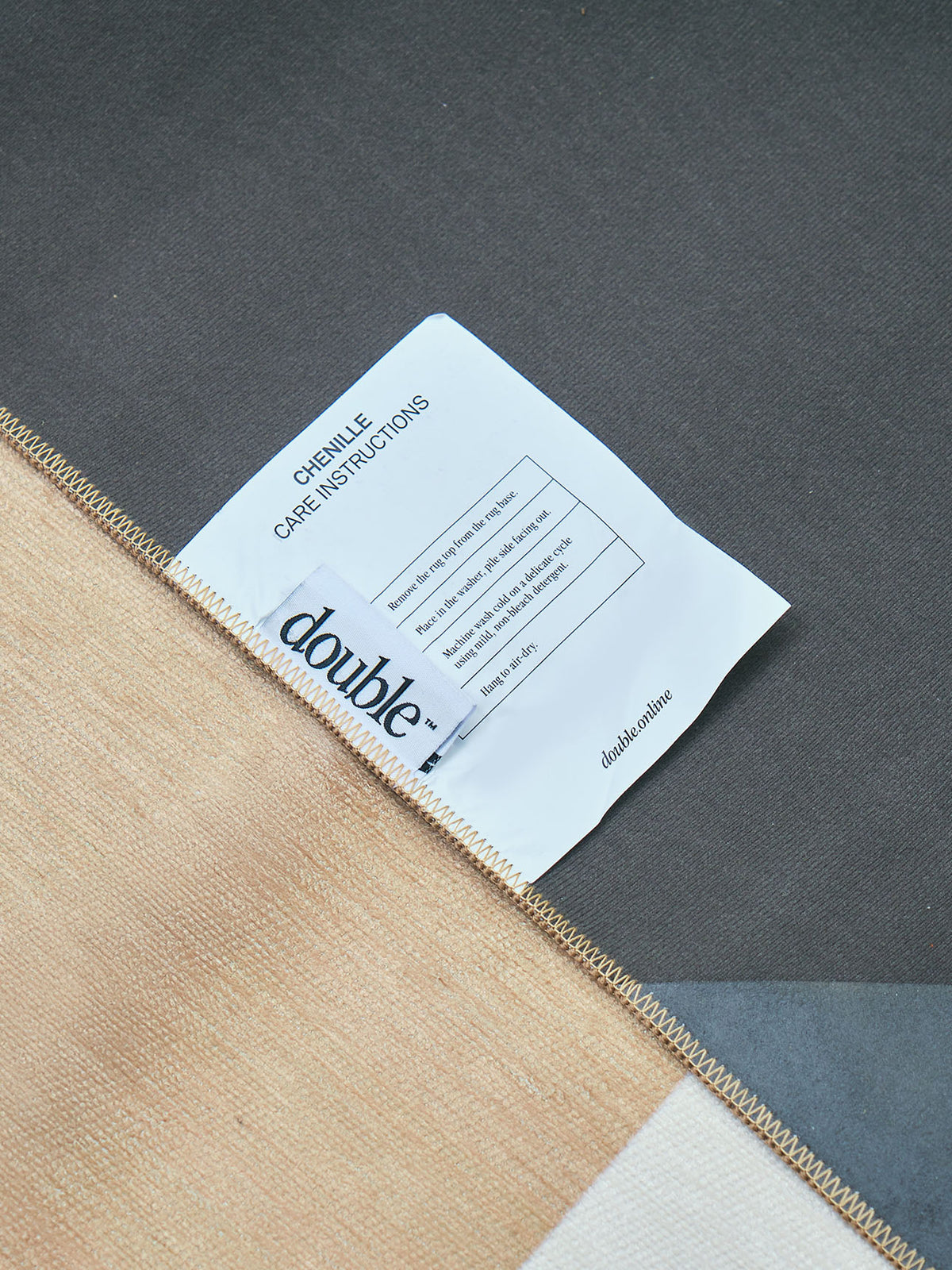 Square Beige Chenille Rug