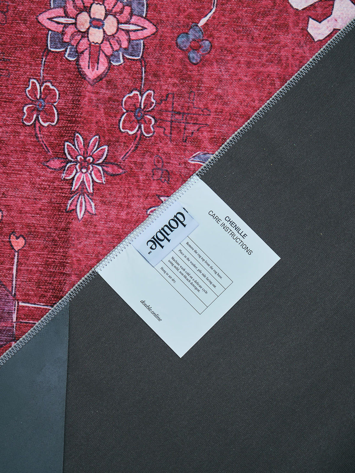 Parts Crimson Chenille Rug