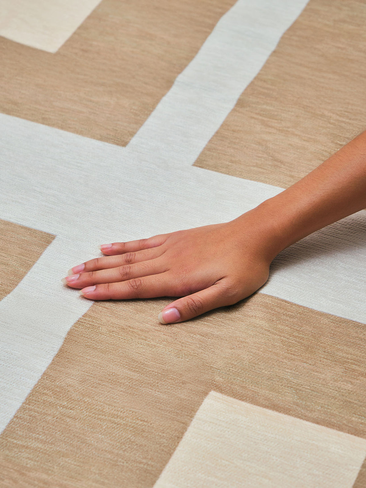 Square Beige Chenille Rug