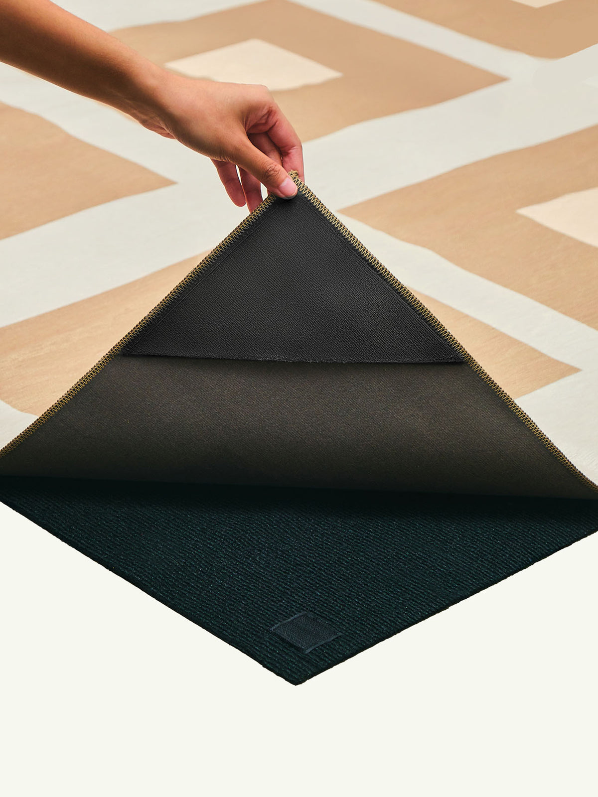 Square Beige Chenille Rug