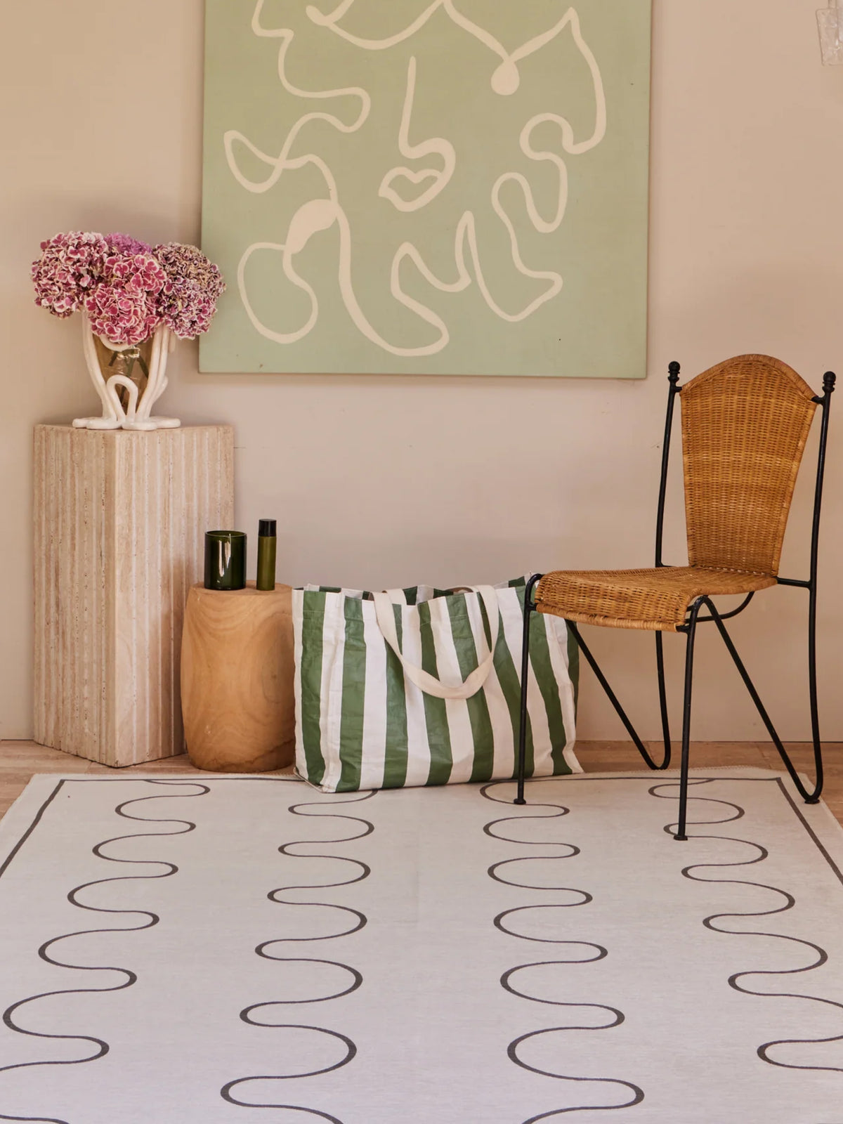 Aligned Bone Chenille Runner