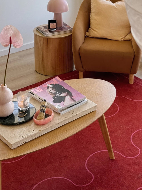 Aligned rouge chenille rug