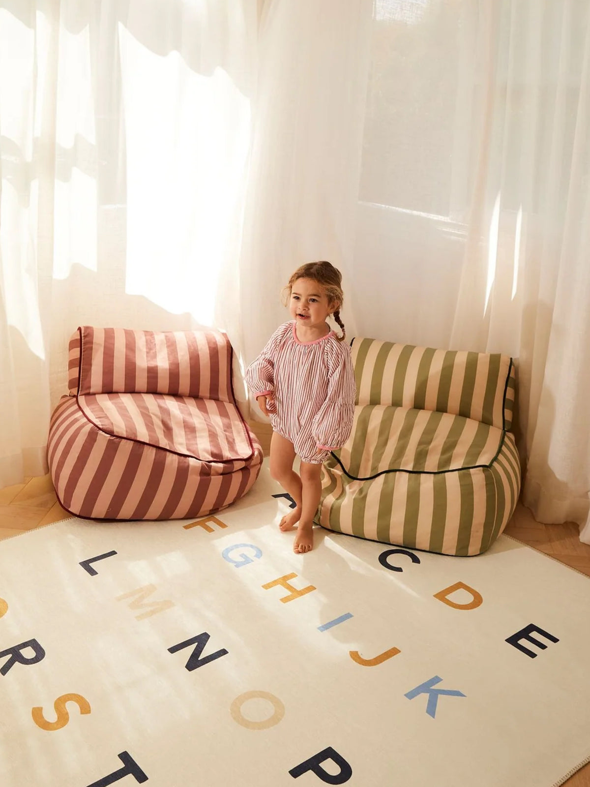 Alphabet Neutral Chenille Rug