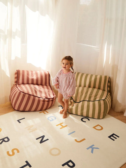 Alphabet neutral chenille rug