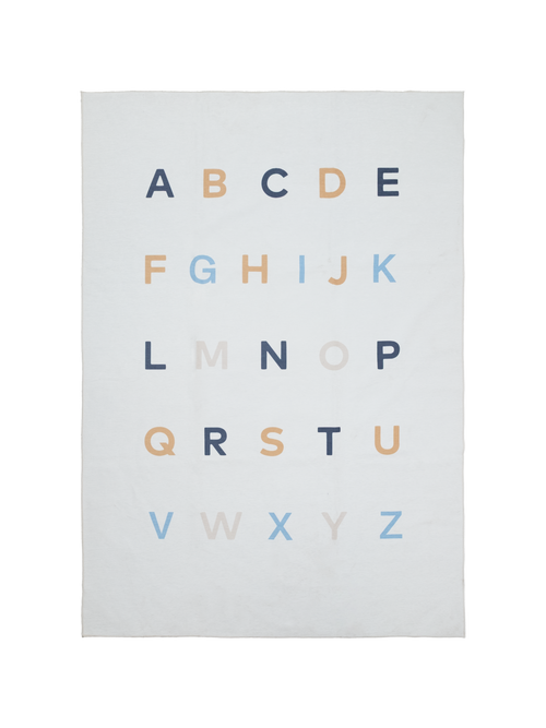 Alphabet neutral chenille rug
