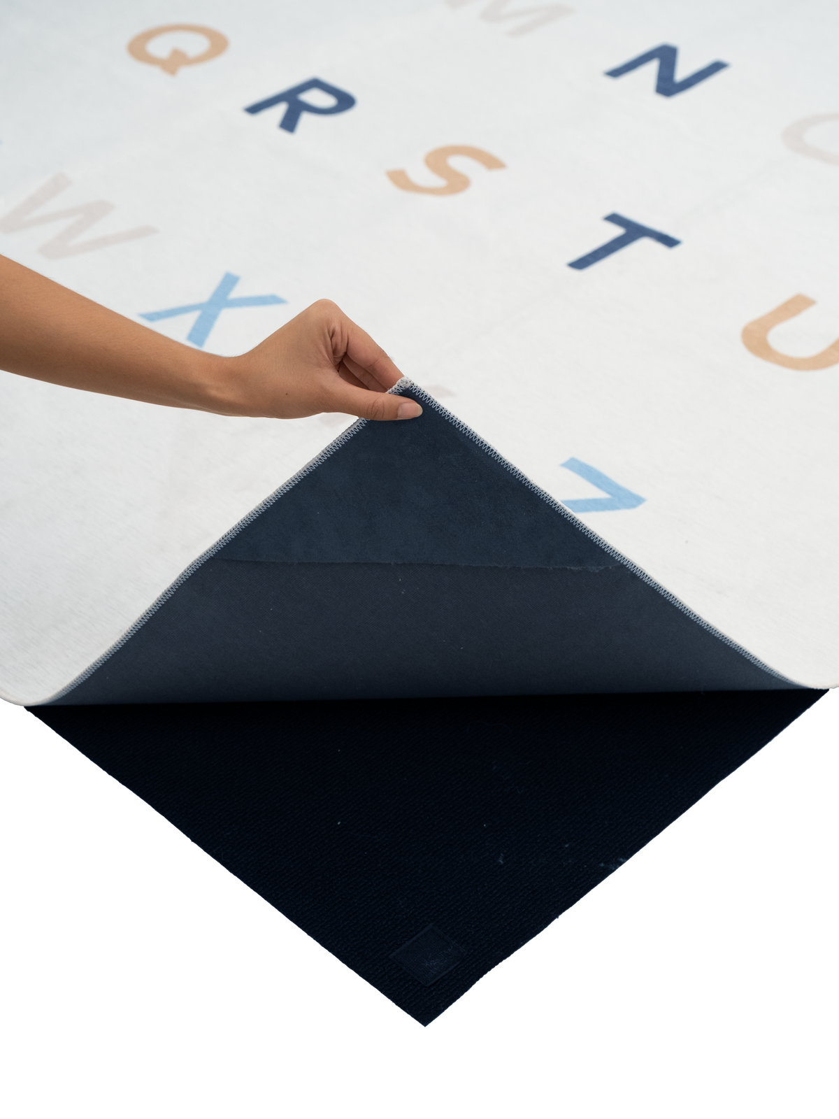 Alphabet Neutral Chenille Rug