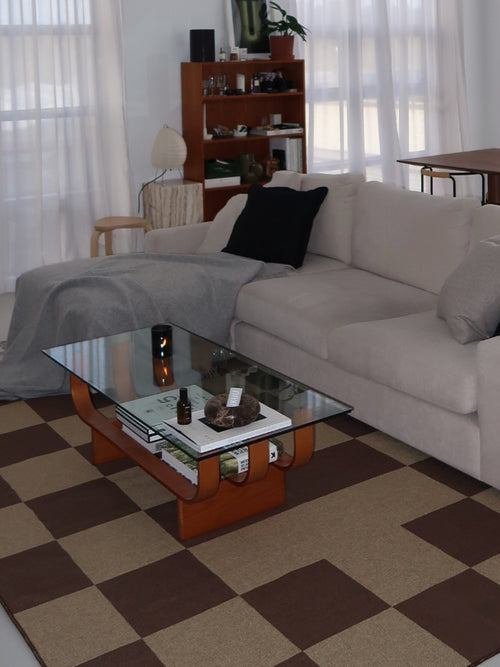 Arrangement brown new jute rug