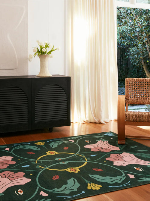 Beauty green chenille rug