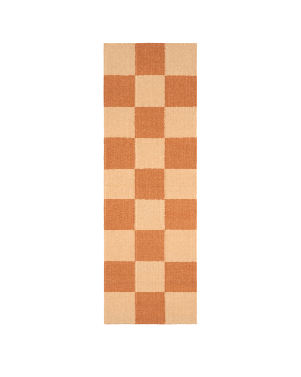 Blockprint Terracotta Washable Blended Wool Flatweave Runner double.online Standard System 90x150cm