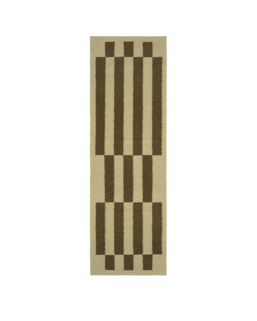Bridge olive washable blended wool flatweave runner double.online standard system 90x150cm