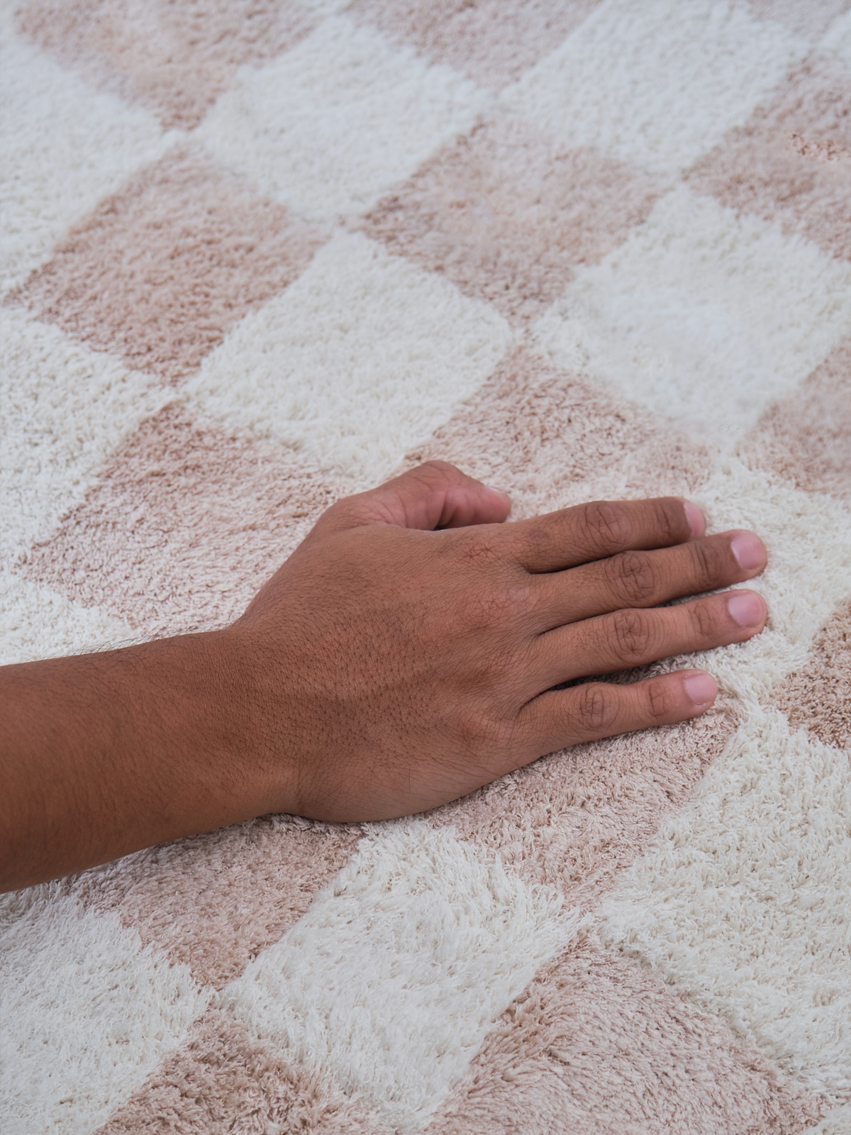 Micro Check Nude Cotton Feel Rug