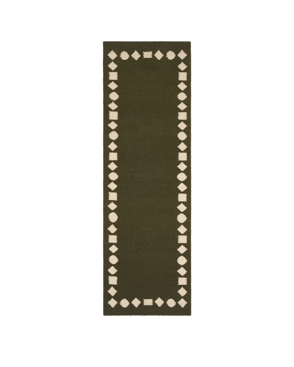 Catena Olive Washable Blended Wool Flatweave Runner double.online Standard System 90x150cm